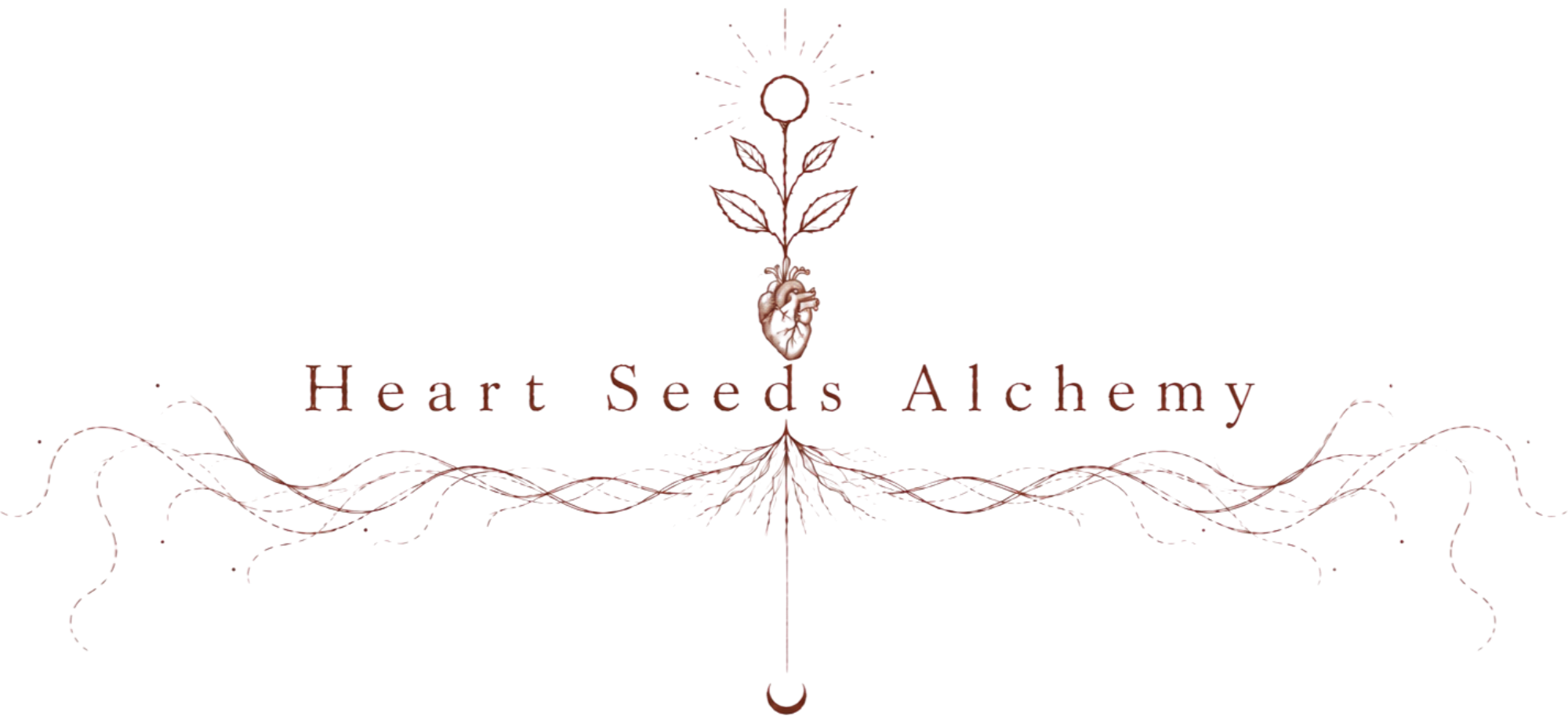 Heart Seeds Alchemy logo — two hands cradling a heart that opens into a seedling